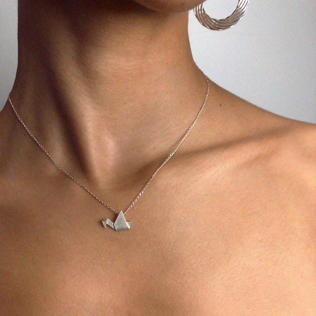 Collar Grulla de Origami